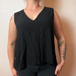 Madewell Womens Sleeveless Blouse V-Neck Black Viscose Tank Large